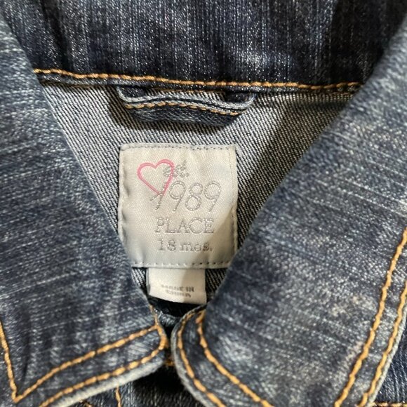 GIRLS The Childrens Place 1989 Jean Jacket size 18m with Ruffles & Flower Snaps - Picture 7 of 8